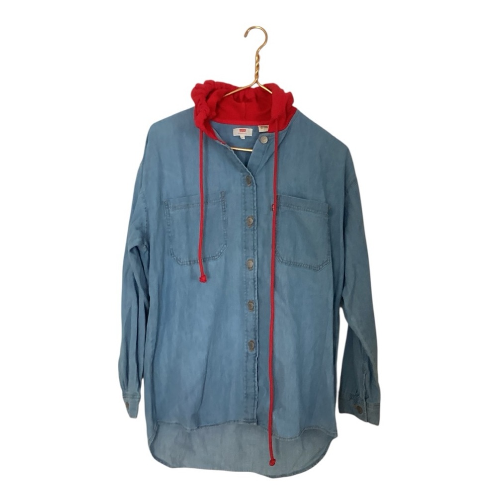 Levi's Worker Button Down Red Hooded Worker Shirt Mens M